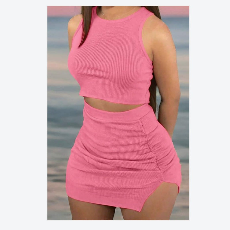 Gaia Ribbed Crop & Skirt Set