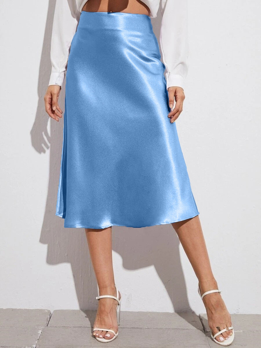 Serena Satin Bias Midi Skirt