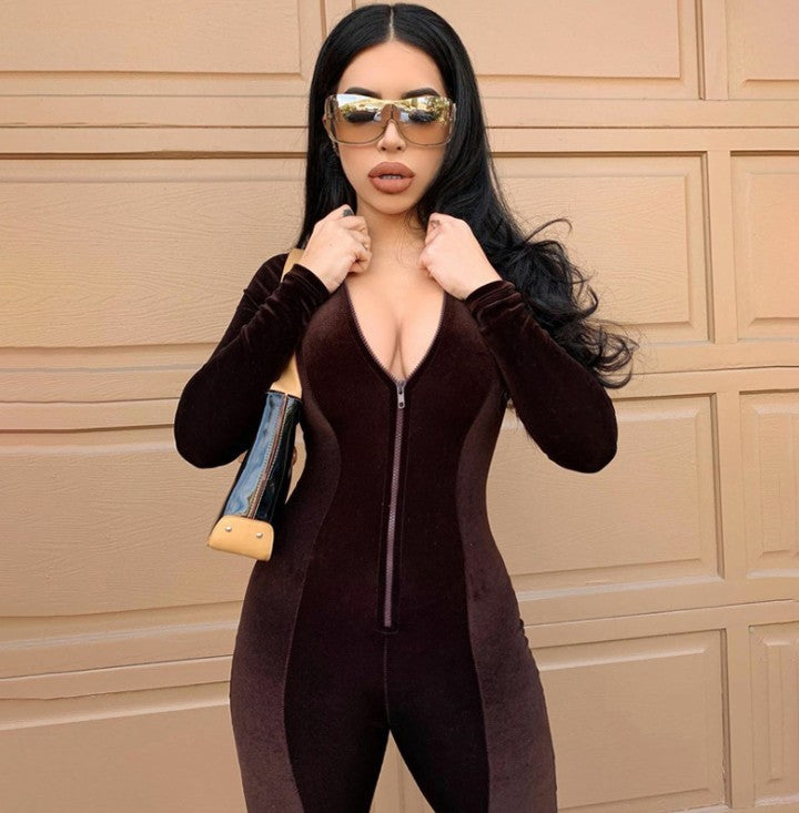 Cosima Velvet Catsuit Jumpsuit
