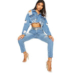 Nadia Cropped Denim Jacket — Oli Amore
