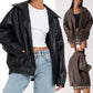 Roma Oversized Faux-Leather Bomber