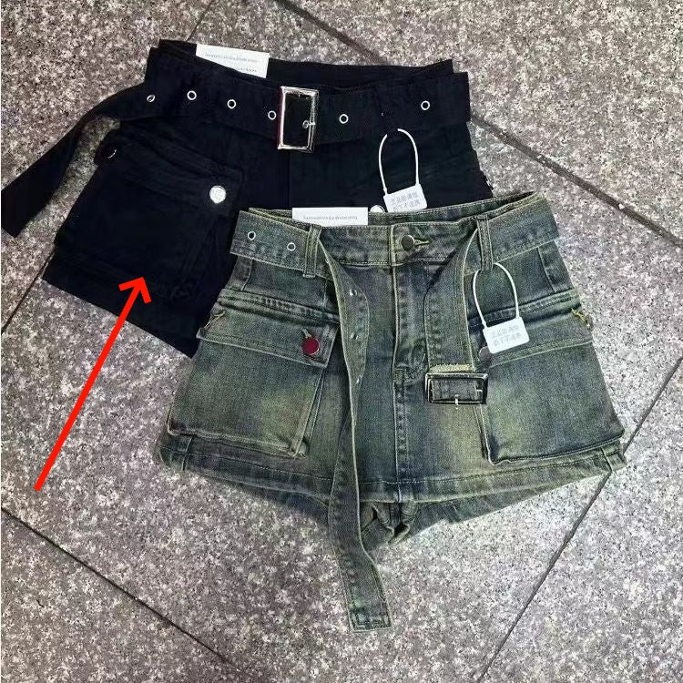 Tarsilla Belted Cargo Denim Shorts