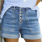 Sienna High-Waist Cuffed Denim Shorts