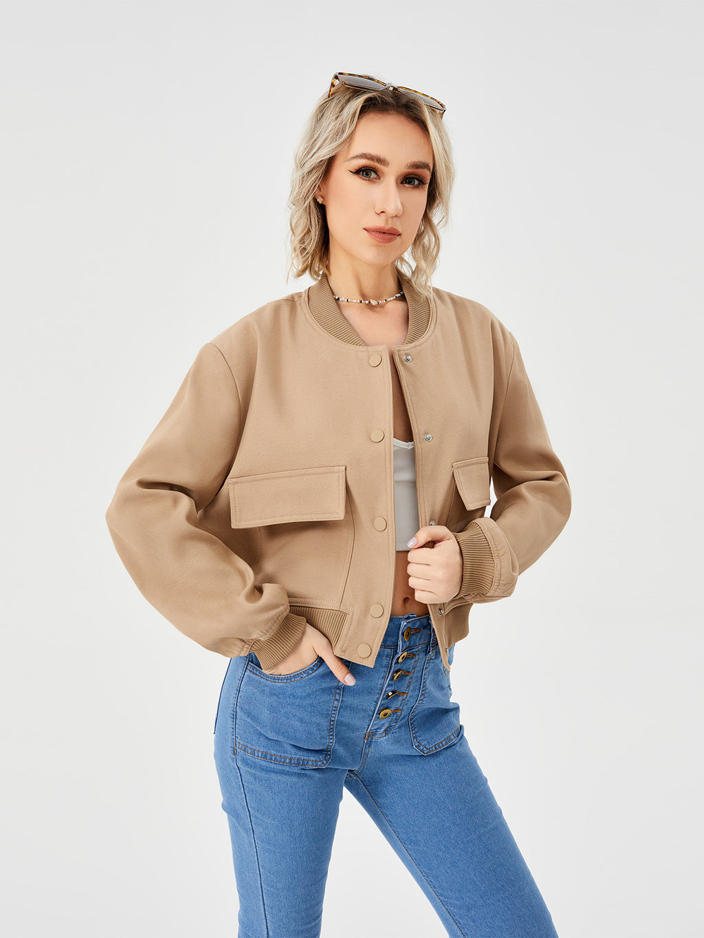 Edvige Cropped Varsity Bomber Jacket