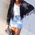 Maristella Fringe Faux Suede Moto Jacket