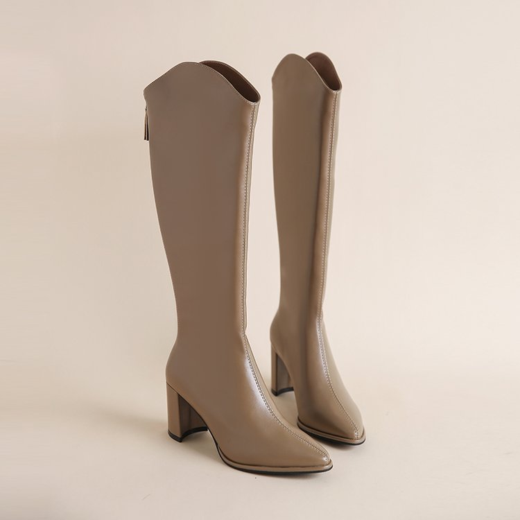 Rosalinda Pointed-Toe Knee-High Heeled Boots