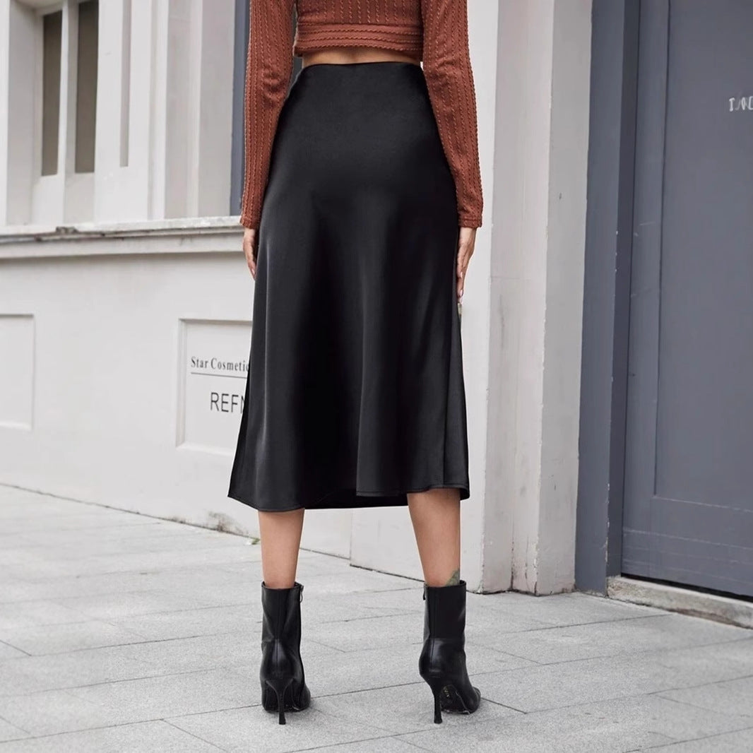 Carlina Satin Slip Midi Skirt