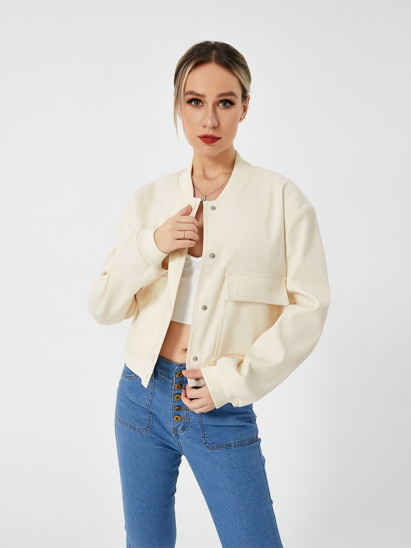Edvige Cropped Varsity Bomber Jacket