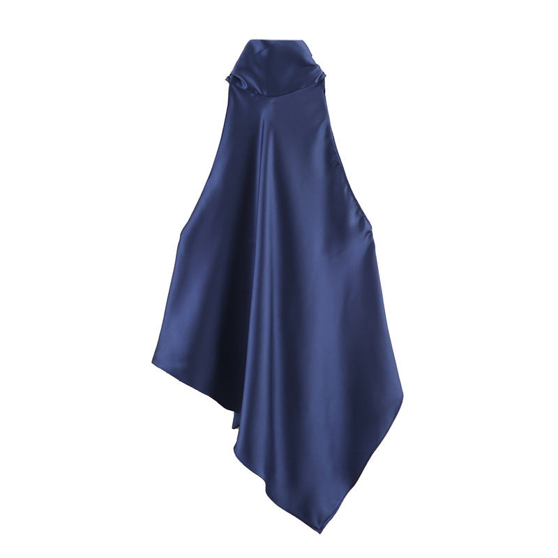 Mirtilla Satin Cowl Halter-Neck Top
