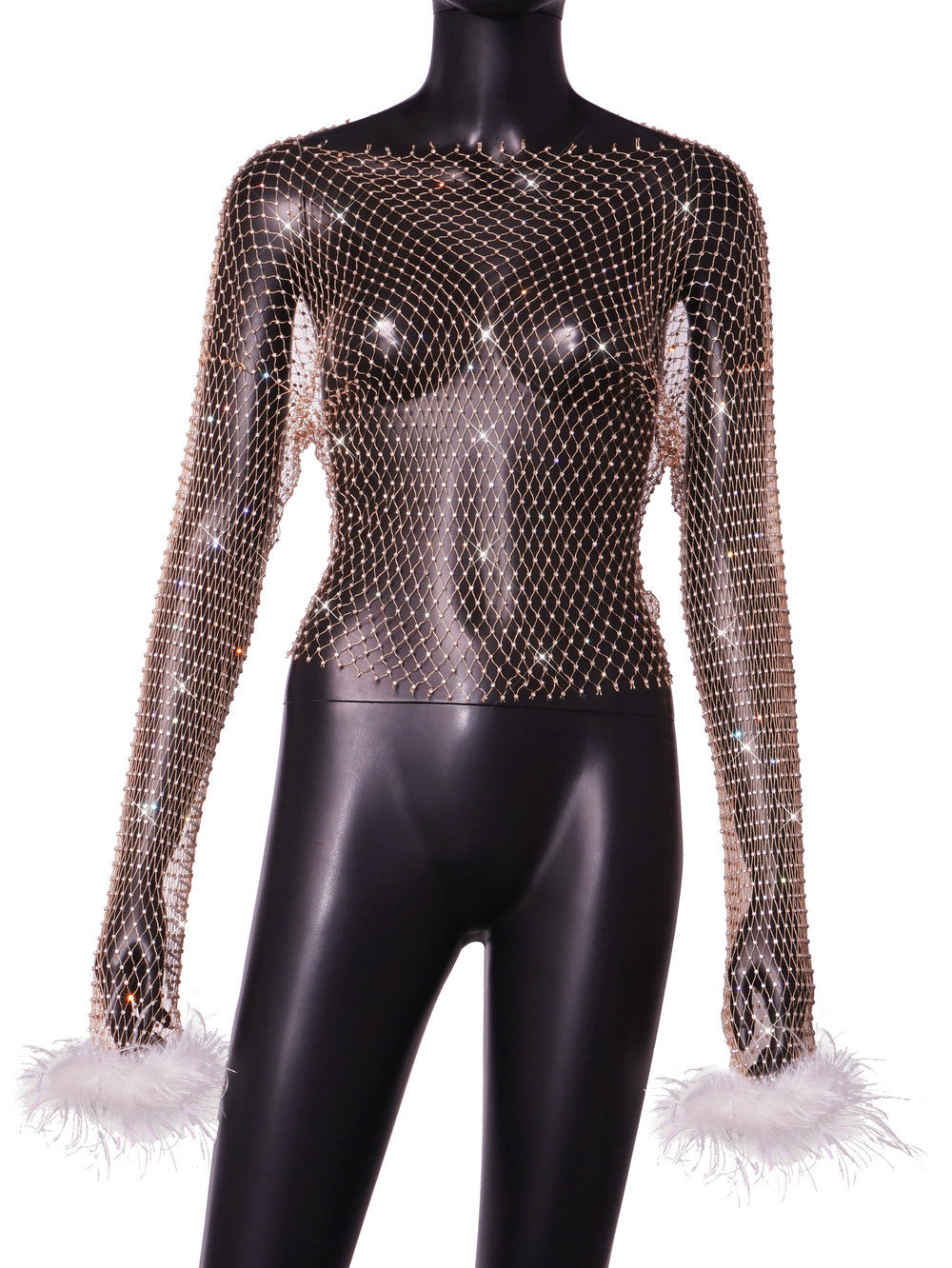 Floriana Rhinestone Mesh Top