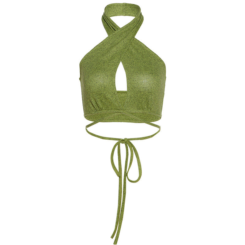 Cosetta Crossover Halter Crop Top