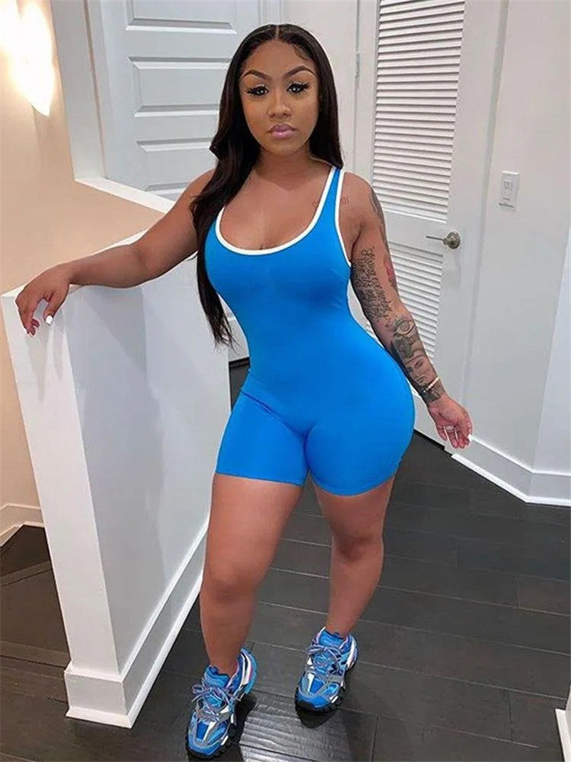 Amalia Ruched Scoop-Neck Bodycon Romper