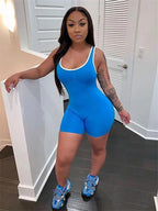 Amalia Ruched Scoop-Neck Bodycon Romper