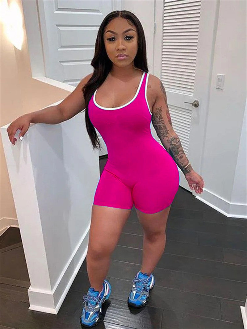 Amalia Ruched Scoop-Neck Bodycon Romper