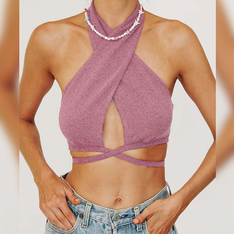 Cosetta Crossover Halter Crop Top