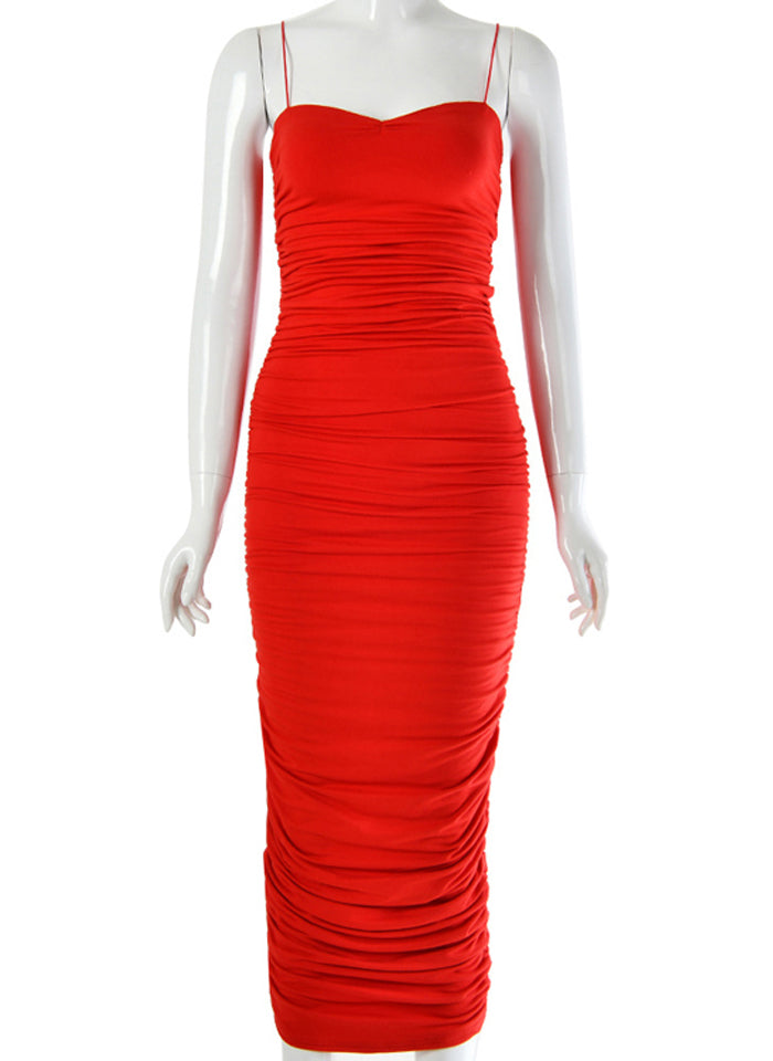 Iolanda Sweetheart Ruched Bodycon Midi Dress