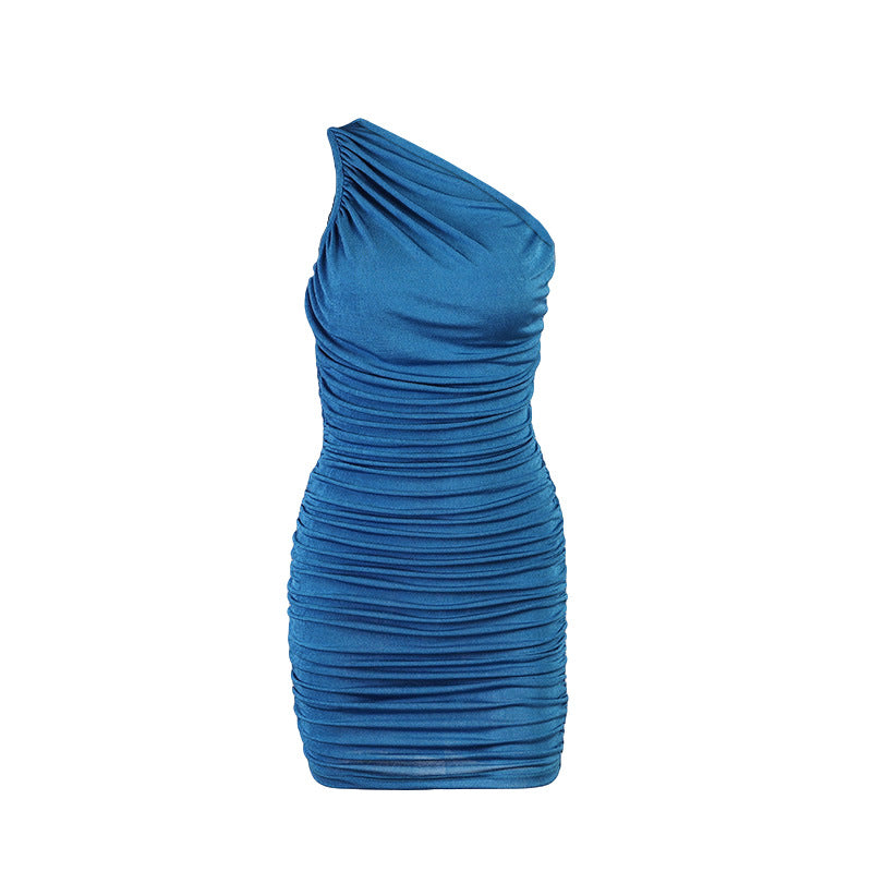 Leandra Ruched One-Shoulder Mini Dress