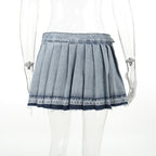 Pia Pleated Denim Mini Skirt — Oli Amore
