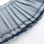 Pia Pleated Denim Mini Skirt — Oli Amore