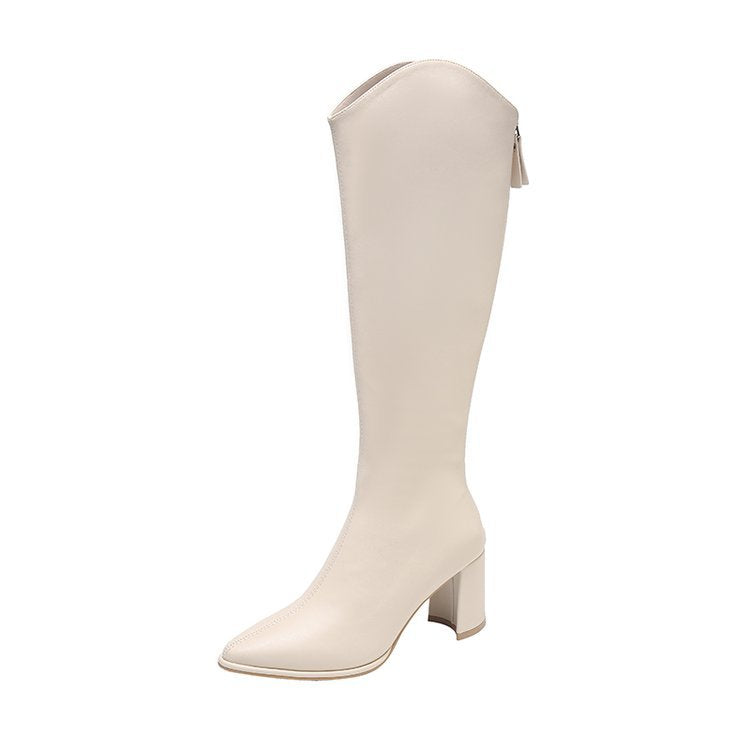 Rosalinda Pointed-Toe Knee-High Heeled Boots