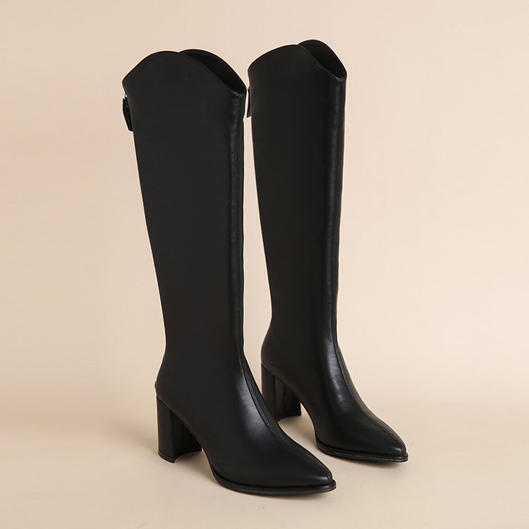 Rosalinda Pointed-Toe Knee-High Heeled Boots