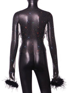Floriana Rhinestone Mesh Top