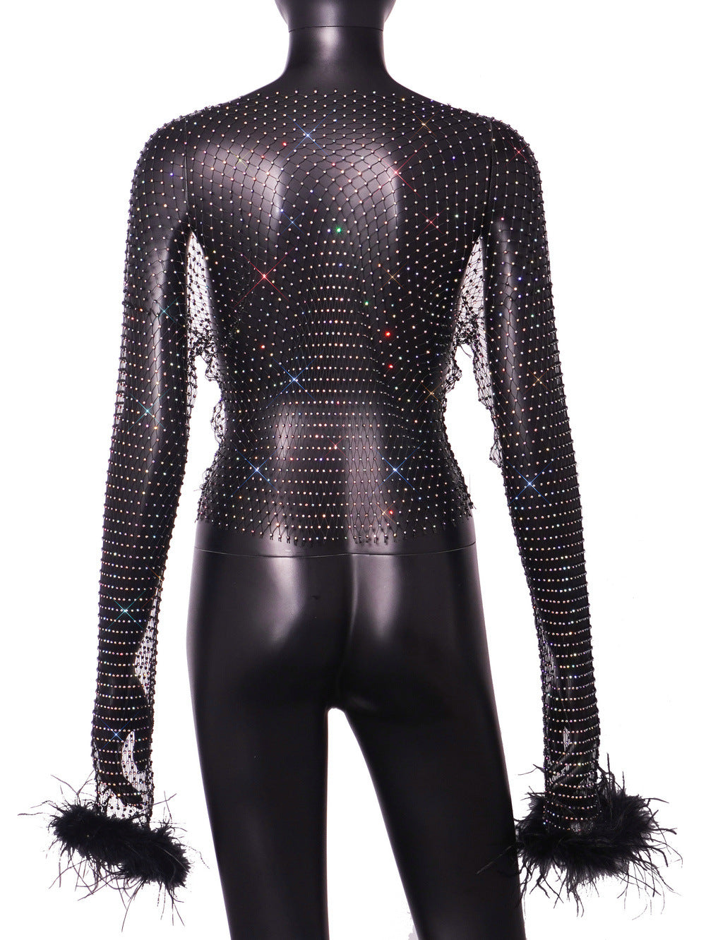 Floriana Rhinestone Mesh Top