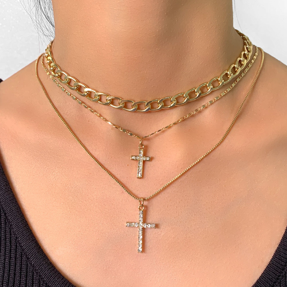 Celeste Layered Cross Necklace