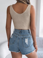 Albachiara Twist-Front Knit Halter Crop Top