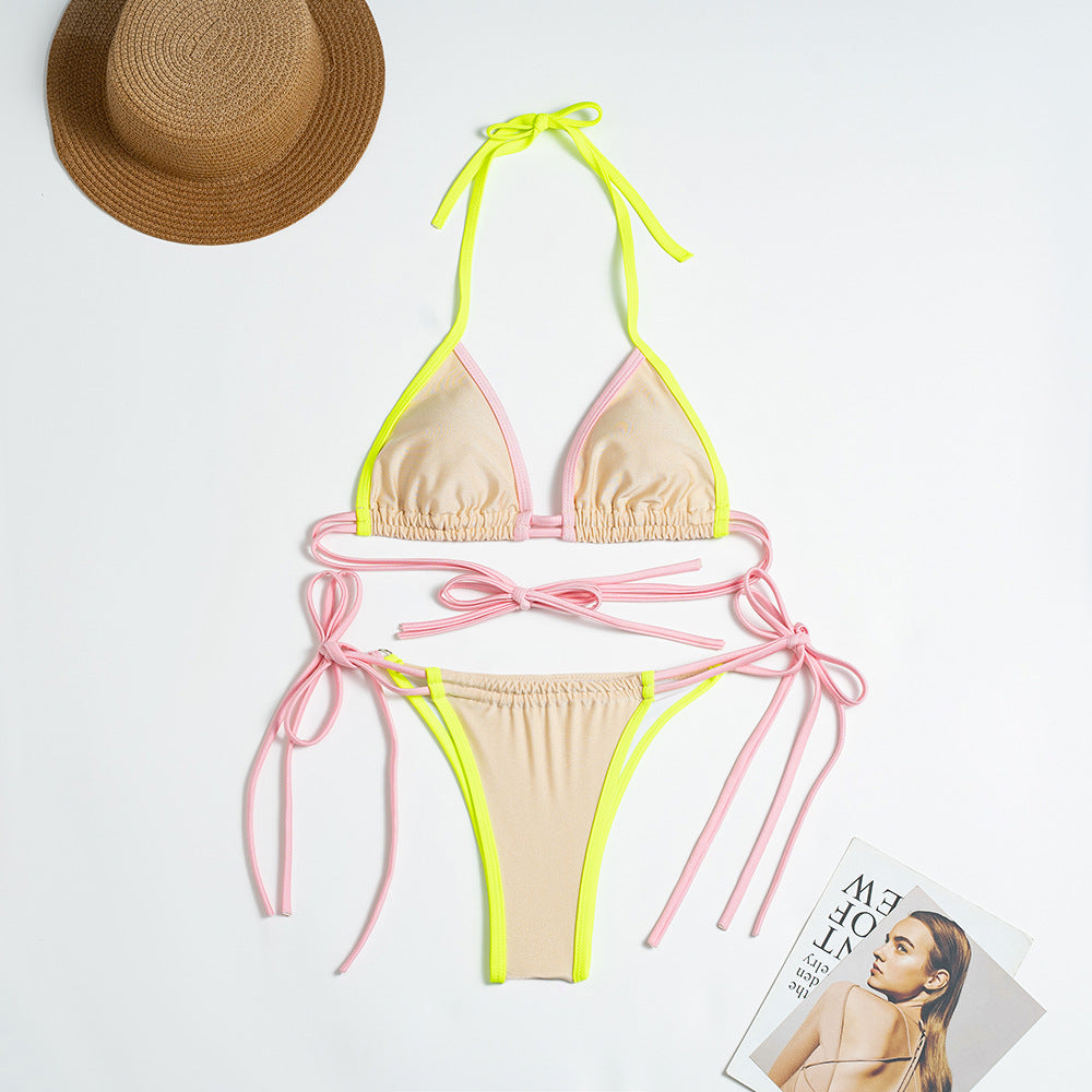Oriana Contrast-Trim Tie-Side Bikini