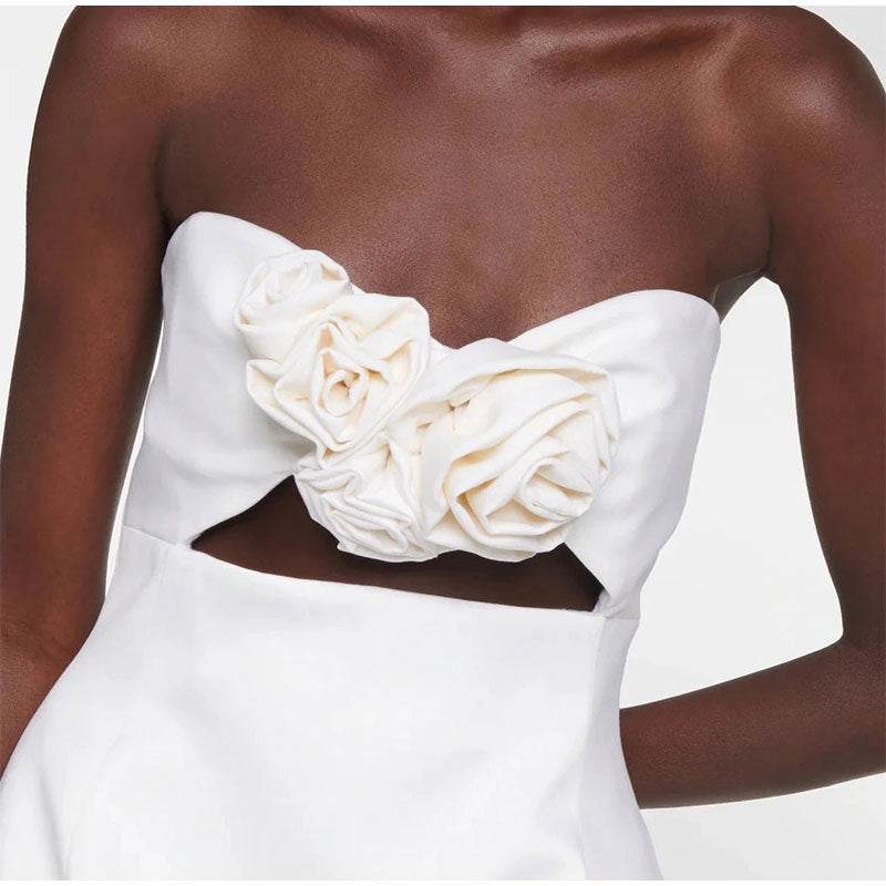 Bibiana 3D Rosette Strapless Cutout Mini Dress