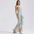 Tatiana Ruffle Mesh Fishtail Maxi Dress — Oli Amore