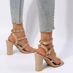 Aurelia Studded Gladiator Block-Heel Sandals
