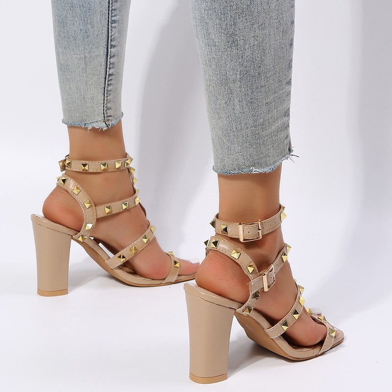 Aurelia Studded Gladiator Block-Heel Sandals