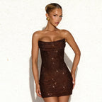 Ondella Sequin Strapless Bandeau Bodycon Mini Dress