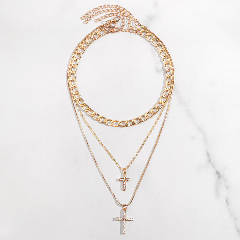 Celeste Layered Cross Necklace