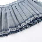 Pia Pleated Denim Mini Skirt — Oli Amore