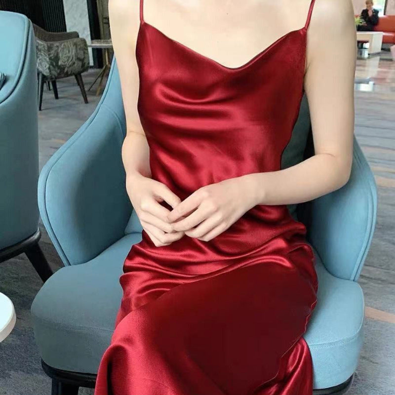 Ginestra Cowl-Neck Satin Slip Dress
