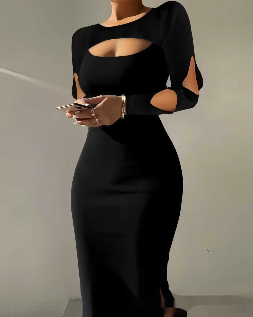 Mietta Cutout-Sleeve Bodycon Midi Dress