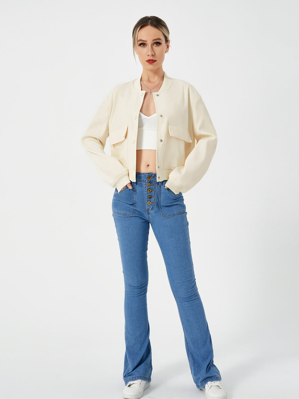 Edvige Cropped Varsity Bomber Jacket