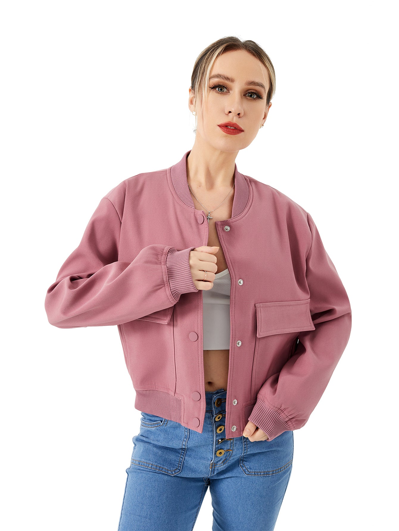 Edvige Cropped Varsity Bomber Jacket