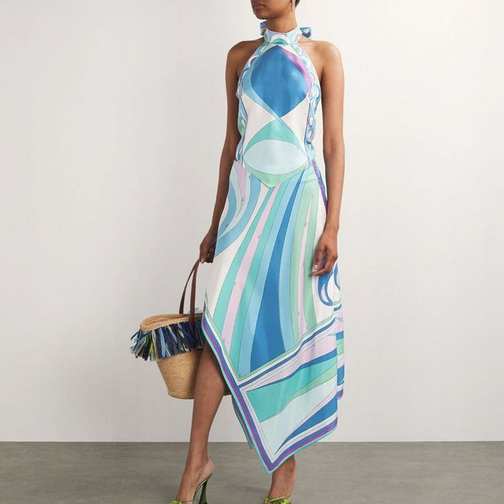 Ginevra Swirl Print Halter Top & Skirt Set