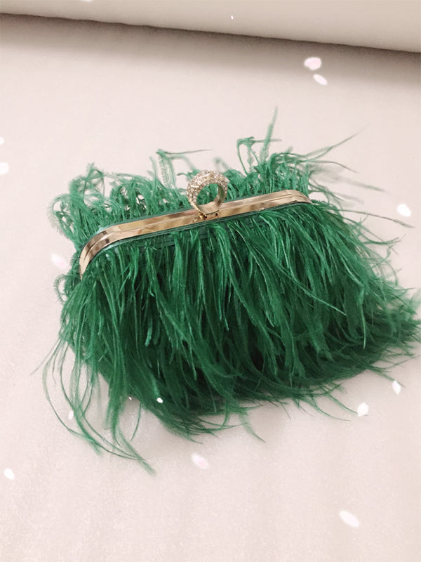 Sibilla Ostrich-Feather Frame Clutch
