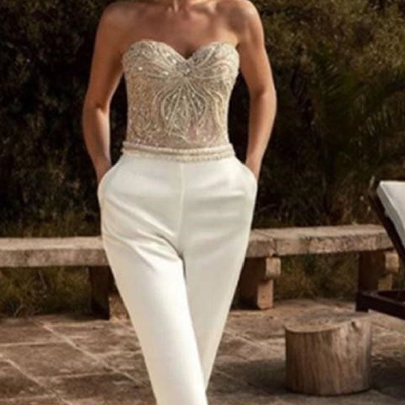 Amorina Embellished Strapless Jumpsuit