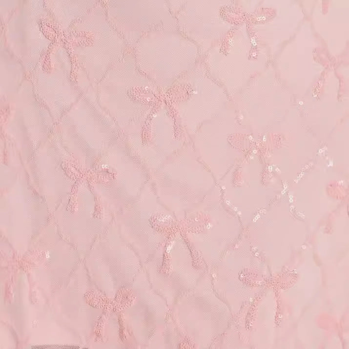 Lidia Pink Sequin Bow Strapless Mini Dress