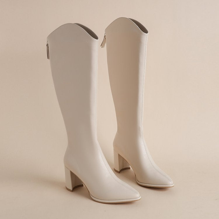 Rosalinda Pointed-Toe Knee-High Heeled Boots