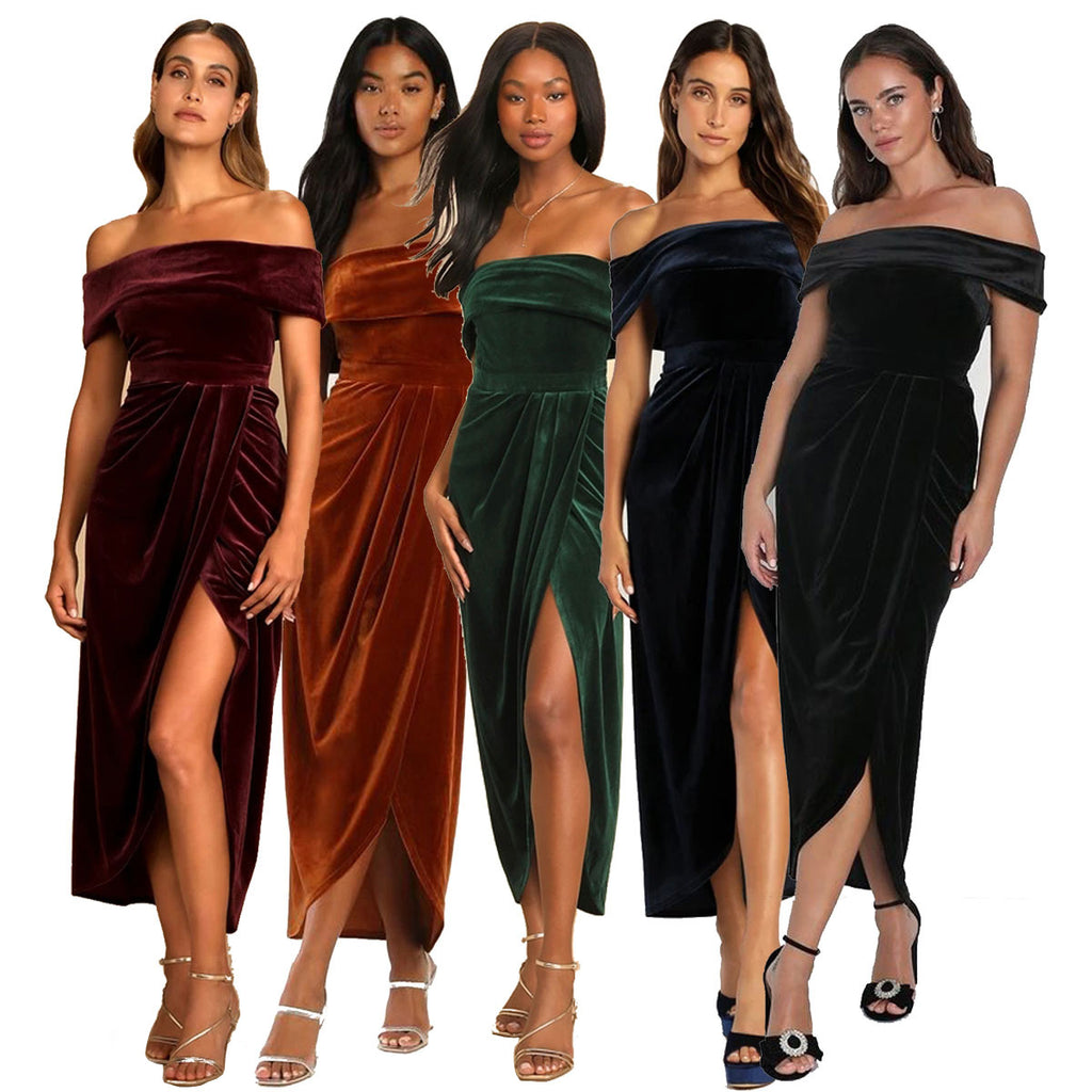 Severa velvet off-shoulder dress