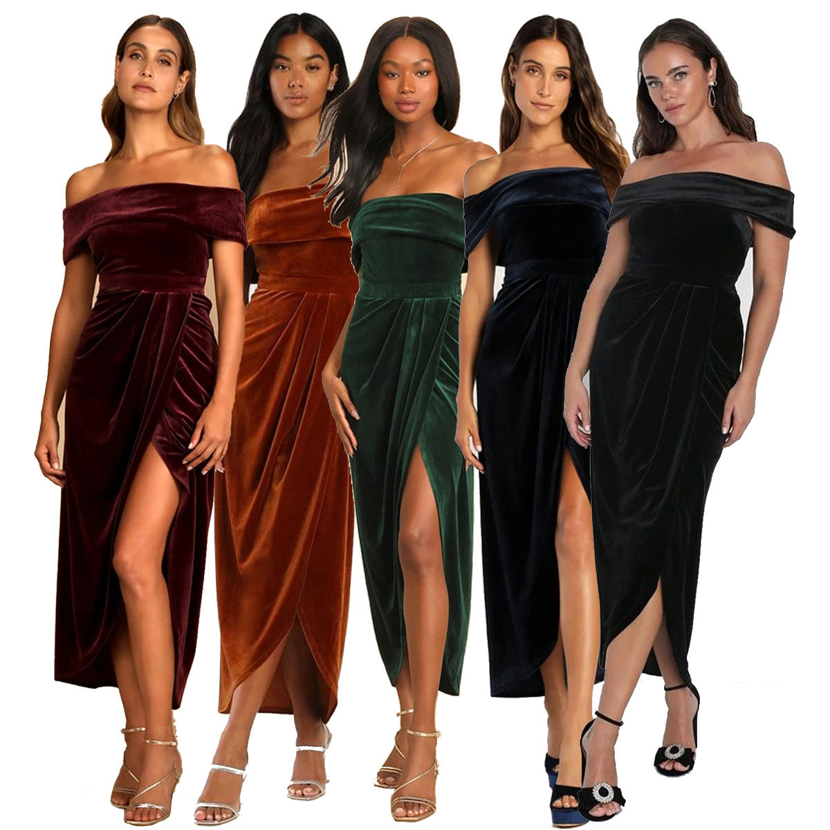 Severa velvet off-shoulder dress