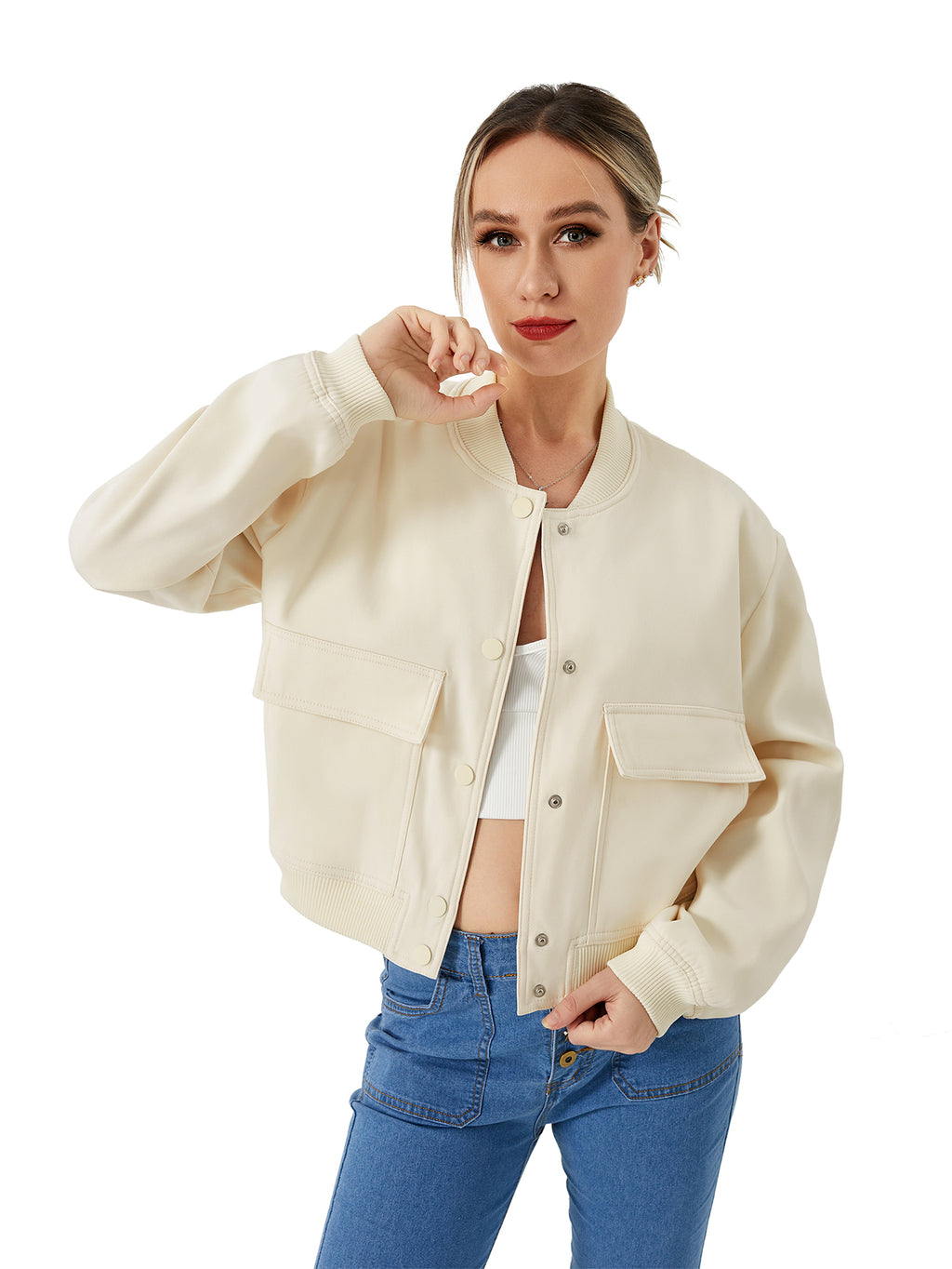 Edvige Cropped Varsity Bomber Jacket
