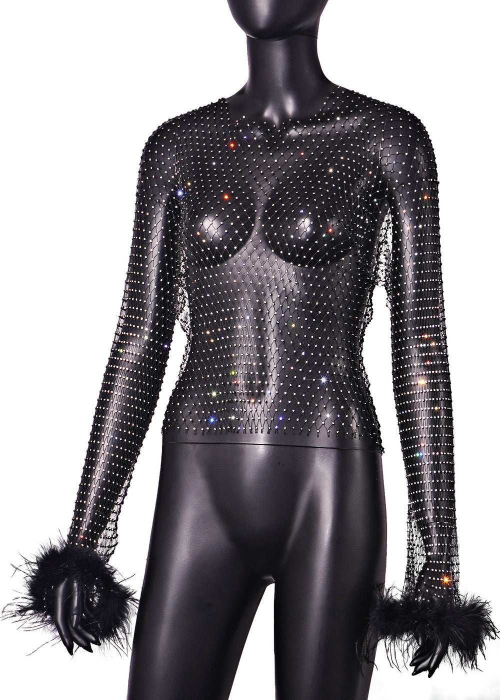Floriana Rhinestone Mesh Top